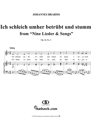 Nine Lieder & Songs, Op.32, No.3 "Ich schleich umher betrübt und stumm", choral 1 voice
