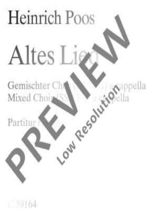 Altes Lied - Choral Score