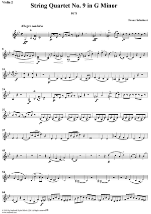String Quartet No. 9 in G Minor, D173 - Violin 2