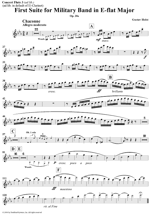 First Suite in E-flat, Op. 28a - Flute 3