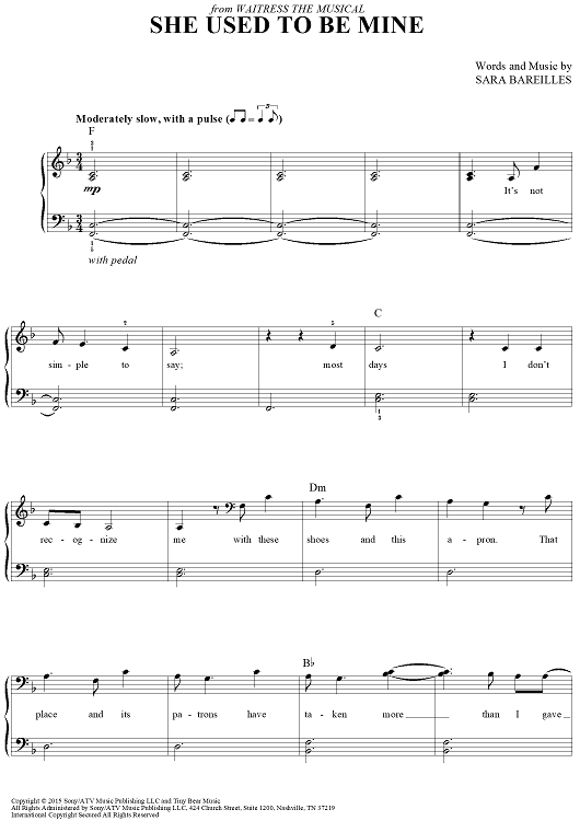 She Used To Be Mine Sheet Music By Sara Bareilles For Piano Vocal she-used-to-be-mine-sheet-music-by-sara-bareilles-for-piano-vocal