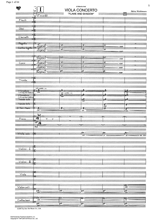 Viola Concerto "Flame and Shadow" - Full Score