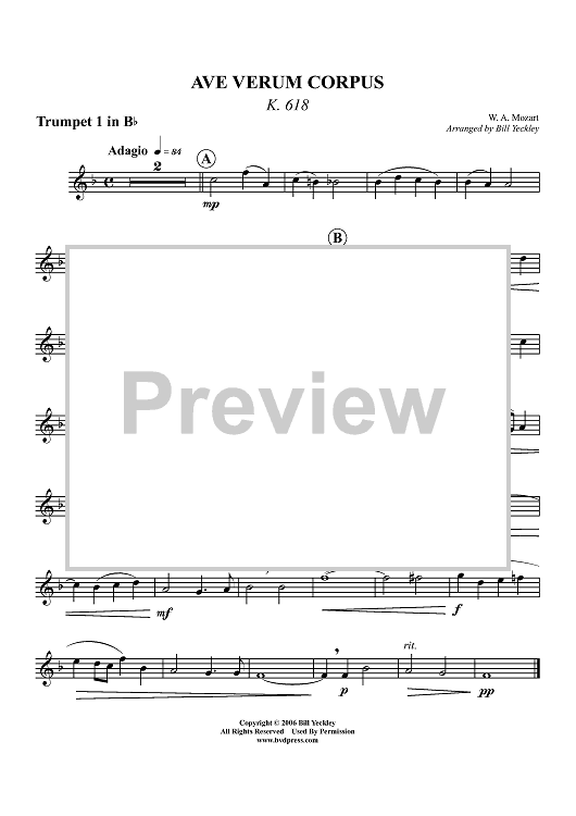 Ave Verum Corpus - K. 618 - Trumpet 1 in Bb