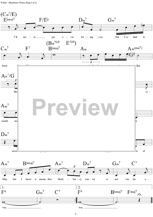 Blackberry Winter" Sheet Music for Lead Sheet Sheet Music Now