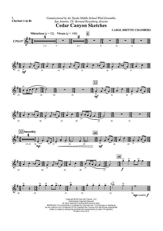 Cedar Canyon Sketches - Clarinet 1 in Bb