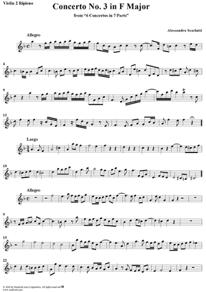 Concerto No. 3 in F Major from "6 Concerti Grossi" - From "6 Concertos in 7 Parts" - Violin 2