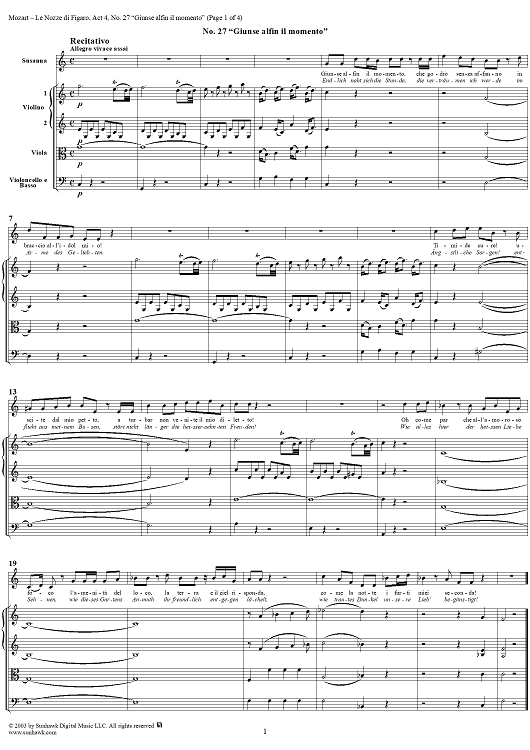 "Giunse alfin il momento", No. 27 from "Le Nozze di Figaro", Act 4, K492 - Full Score
