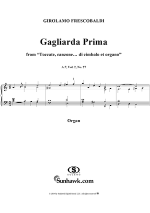 Gagliarda Prima, Nos. 27 from "Toccate, canzone ... di cimbalo et organo", Vol. II