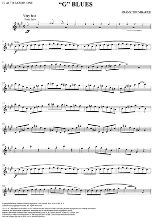 "G" Blues - E-flat Alto Saxophone