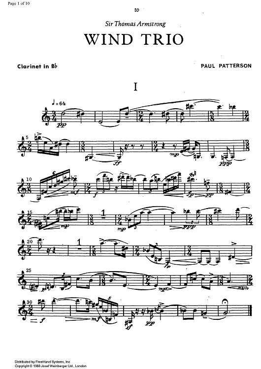 Wind Trio - Clarinet in B-flat