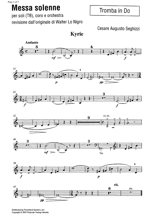 Messe solenne [set of parts] - Trumpet in C