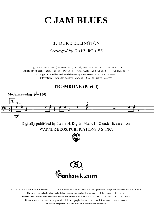 C Jam Blues - Trombone 2