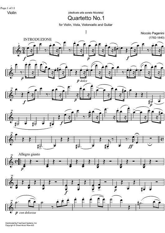 Quartetto No. 1 - Violin