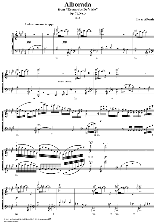 Recuerdos De Viaje, Op. 71: No. 3, Alborada in A Major