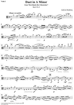 Duet No. 2 in A Minor - Viola 1