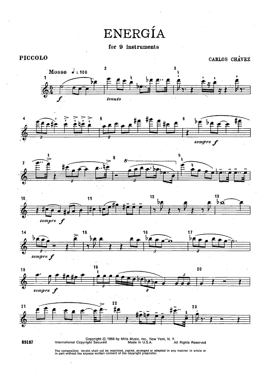 Energia - for Nine Instruments - Piccolo
