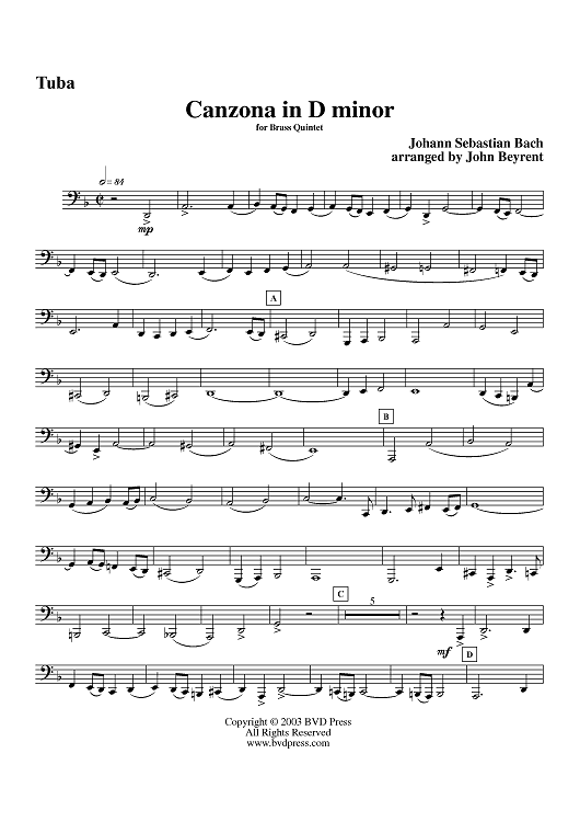 Canzona in D Minor - Tuba
