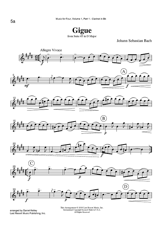 Gigue - from Suite #3 in D Major - Part 1 Clarinet in Bb