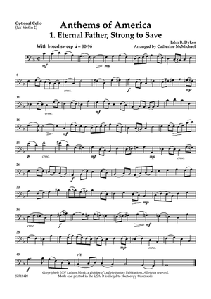 Anthems of America for Two Violins and Piano - Cello (for Violin 2)