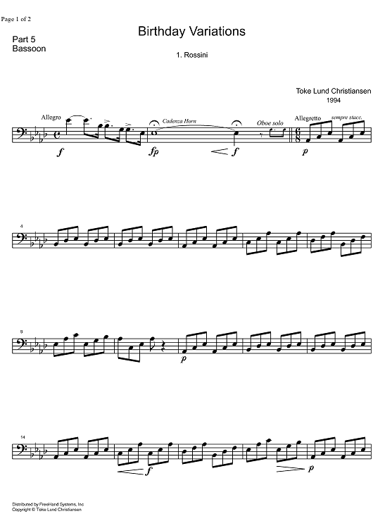 Birthday Variations Rossini - Bassoon