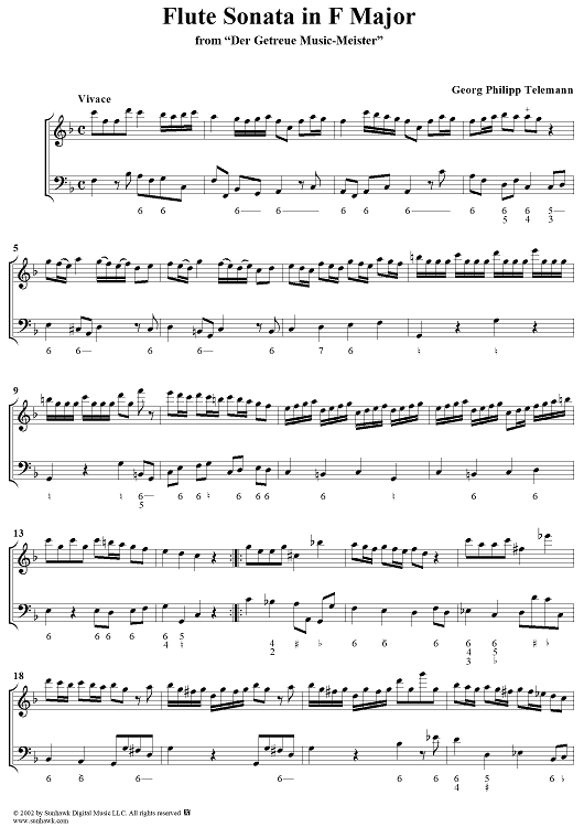 Sonata in F Major   - from "Der Getreue Music-Meister" - Score