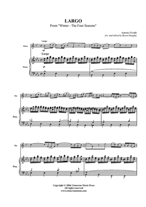 Largo from "Winter - The Four Seasons" - Piano Score