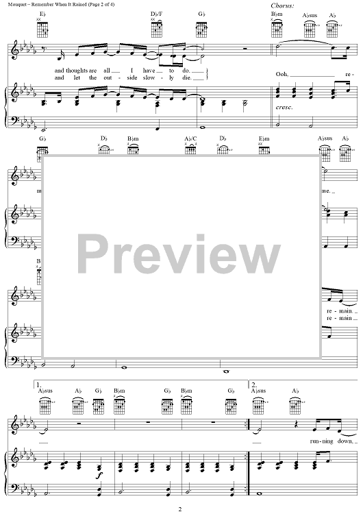 Remember When It Rained" Sheet Music by Josh Groban for Piano/Vocal