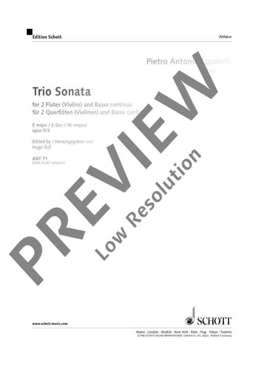 Trio Sonata E major - Score and Parts