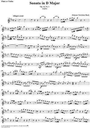 Sonata in D Major, Op. 16, No. 1 - Flute/Violin
