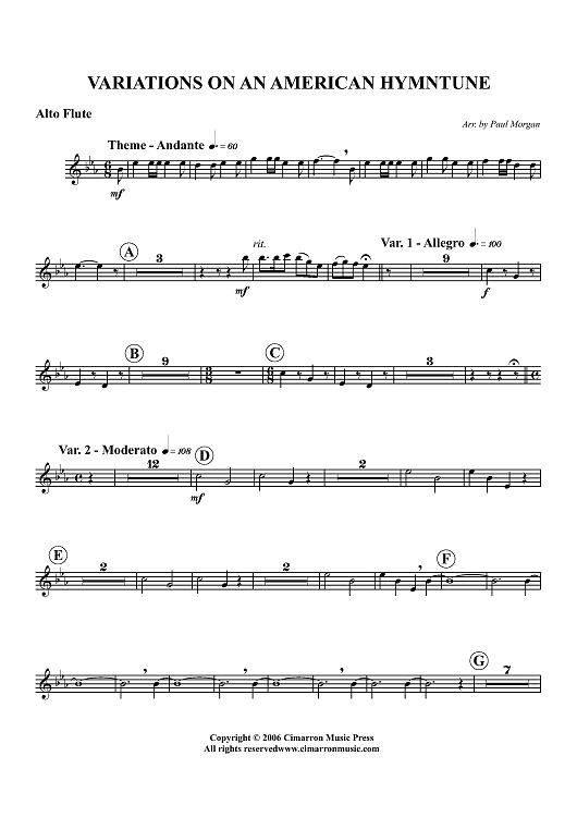 Variations on An American Hymntune - Alto Flute