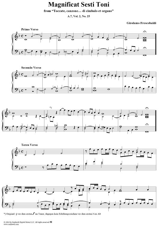 Magnificat Sesti Toni, No. 25 from "Toccate, canzone ... di cimbalo et organo", Vol. II
