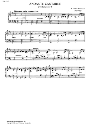 Symphony No. 5 in E minor (e-moll). Movement II, Andante cantabile (Teme)