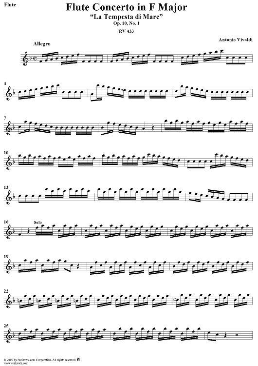 Flute Concerto in F Major, Op. 10, No. 1 ("La Tempesta di Mare") - Flute