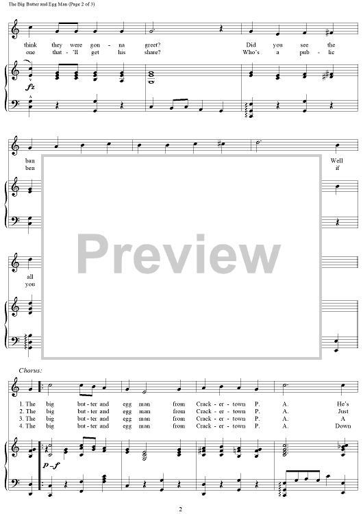 The Big Butter and Egg Man" Sheet Music for Piano/Vocal Sheet Music Now