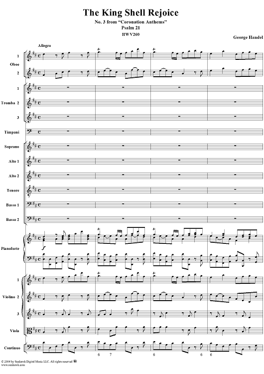 Coronation Anthems, No. 3: "The King Shell Rejoice" (Psalm 21), HWV260