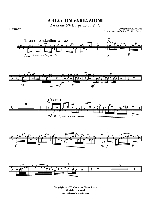 Aria Con Variazioni - Bassoon
