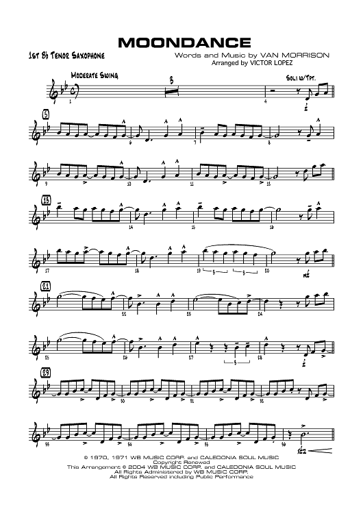 Moondance - B-flat Tenor Saxophone 1