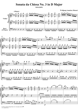 Sonata da Chiesa No. 3 in D Major, K41k (K69) - Full Score