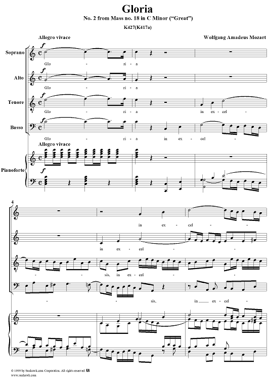 Gloria - No. 2 from Mass no. 18 in C minor ("Great")   - K427 (K417a)