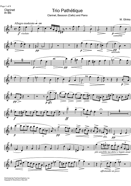 Trio Pathetique - Clarinet