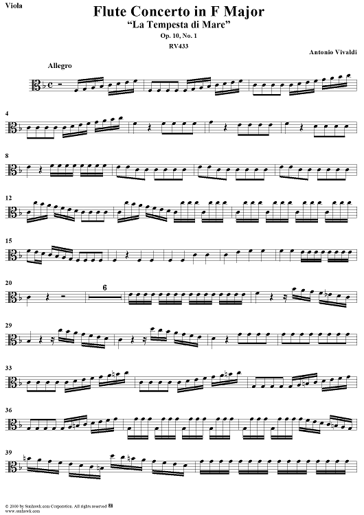 Flute Concerto in F Major, Op. 10, No. 1 ("La Tempesta di Mare") - Viola