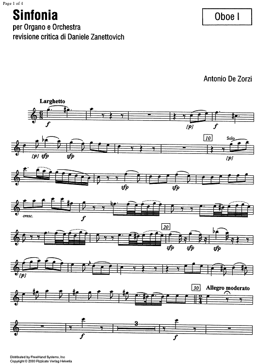 Sinfonia - Oboe 1