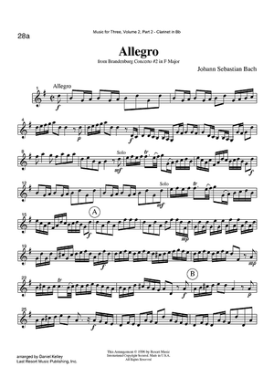 Allegro - from Brandenburg Concerto #2 in F Major - Part 2 Clarinet in Bb