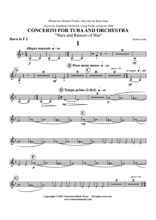 Concerto For Tuba - Horn 2 in F