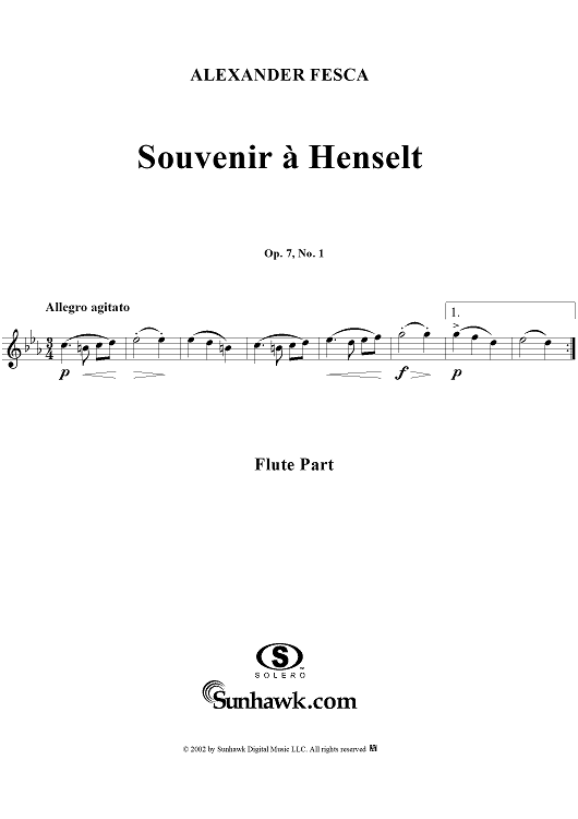 Souvenir a Henselt, Op. 7, No. 1 - Flute