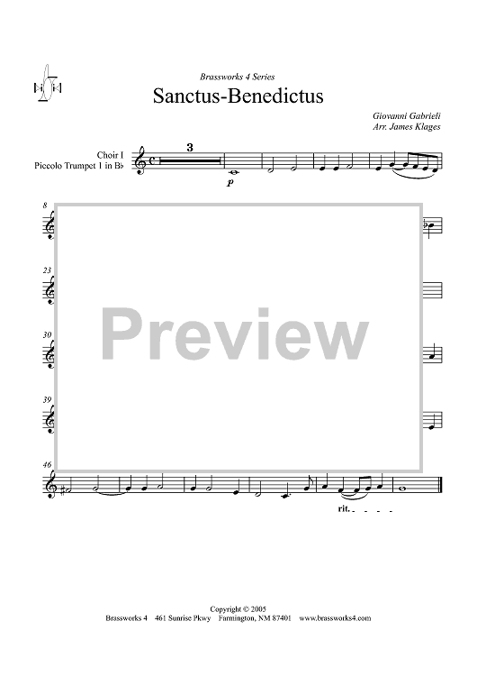 Sanctus-Benedictus - Choir 1, Piccolo Trumpet 1