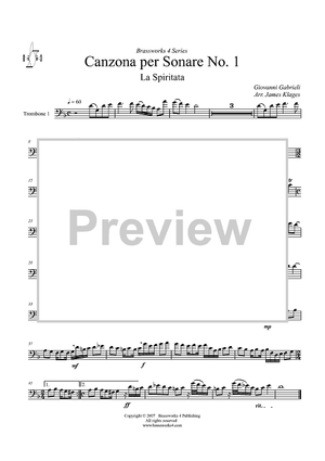 Canzona per Sonare No. 1 - La Spiritata - Trombone 1