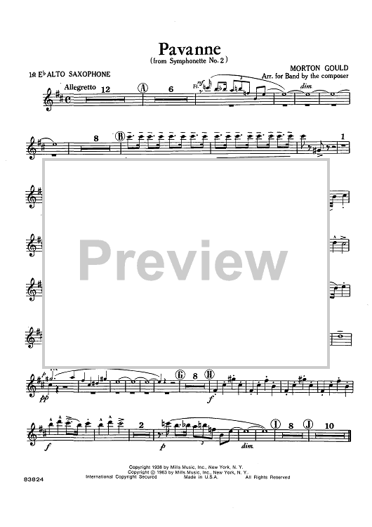 Pavanne (from Symphonette No. 2) - Alto Sax 1