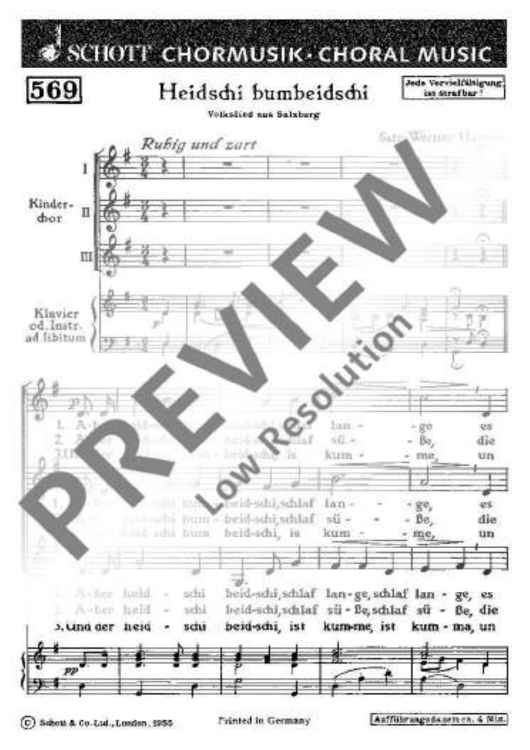 Heidschi bumbeidschi - Choral Score
