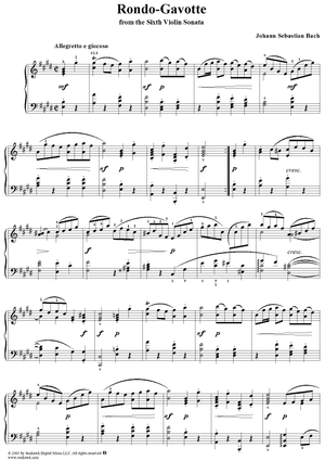 Rondo-Gavotte from the Sixth Violin Sonata in E Major